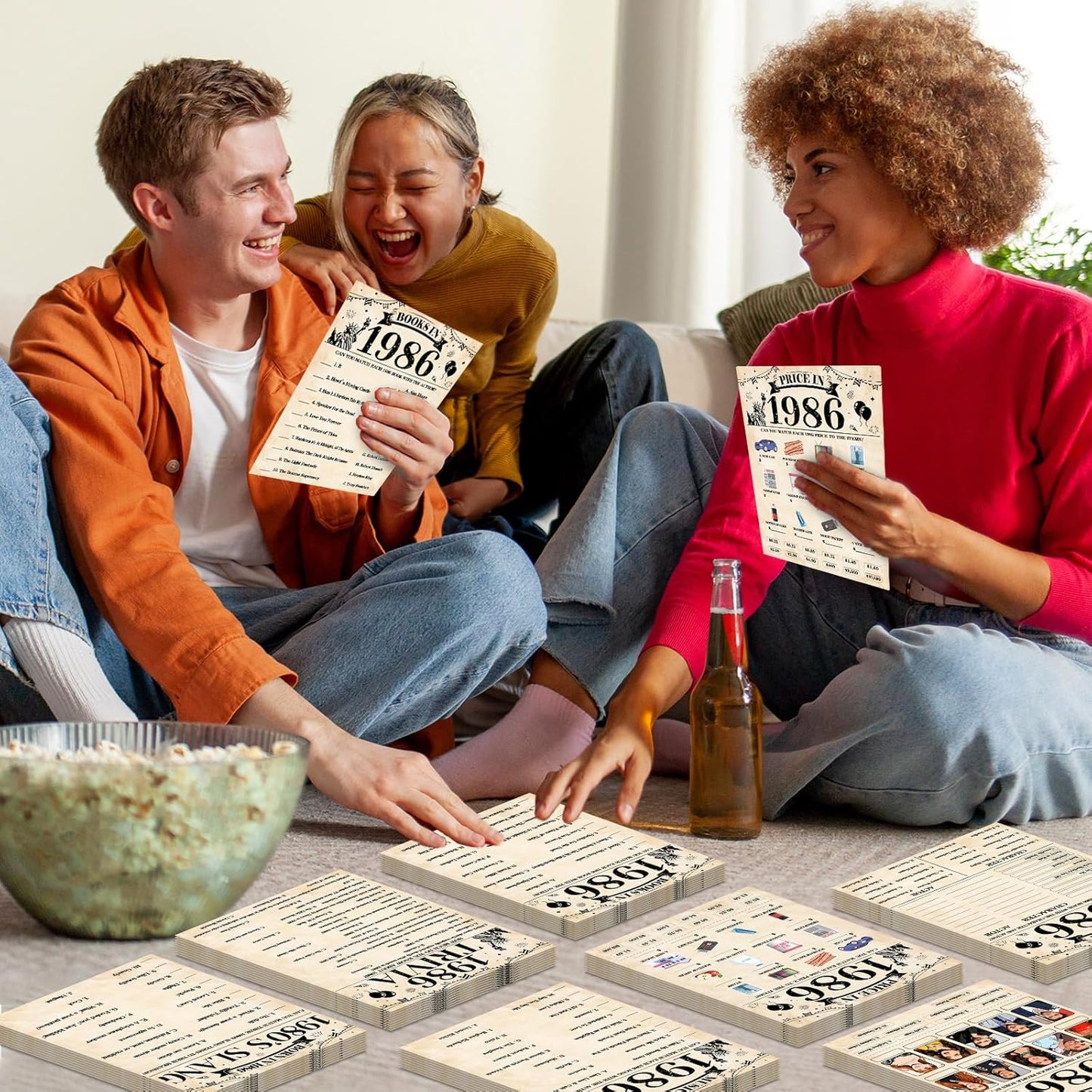 70Pcs 70th Birthday Party Games Born In 1956 Fun 1956 Trivia Music Slang Books Game Double-Sided Game Cards Vintage 70th Birthday Party Supplies for 70 Year Old Activity Anniversary Class Reunion