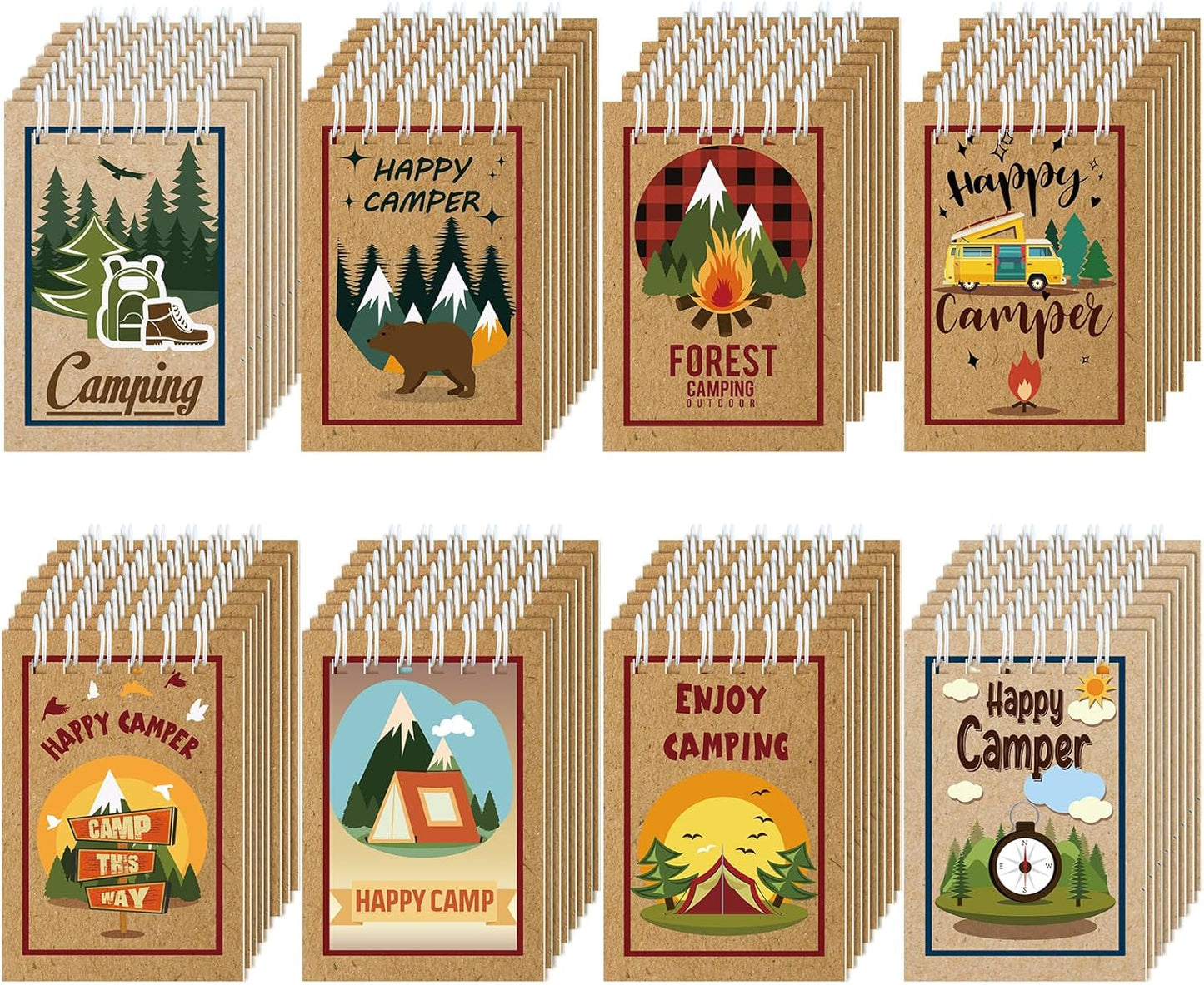 Eaasty 32 Pack Camping Party Favors Small Notebooks for Kids Adventure Mini Notepads Spiral Pocket Memo Notepads Birthday Party Favors Summer Sleepaway Teacher Classroom Rewards Supplies