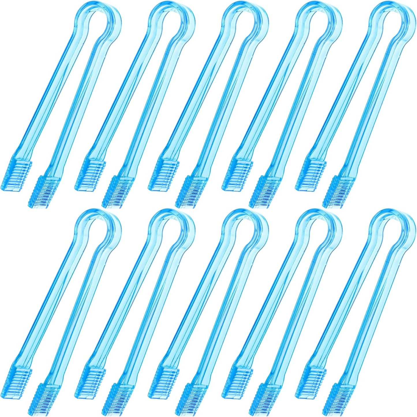 10 Pcs Plastic Buffet Serving Tongs, Clear Kitchen Tongs Mini Serving Utensil Tongs for Food Ice Salad Buffet Barbecue Cookies, 6.3 Inches