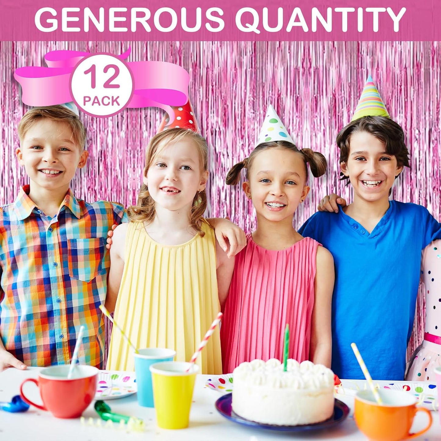 Silver Fringe Curtain Party Streamers, 12 Pack 3.3ft x 8.2ft Foil Curtain Backdrop Tinsel Foil Fringe Curtains Photo Booth Backdrop Streamer for Birthday, Wedding, Baby Shower, Disco Party