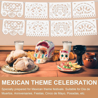 Asoulin 6PCS Mexican Party Banners, Cinco De Mayo Decoration Fiesta Party Decoration, Mexican Themed Party Decor 5 De Mayo Banner Plastic Papel Picado, Mexico Birthday Party Supplies -12 Patterns/90FT