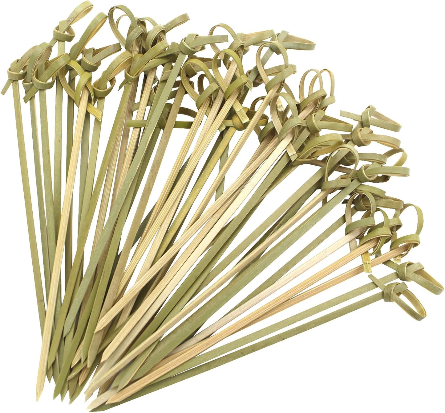300pcs 4.7 IN Bamboo Cocktail Picks with Looped Knot,Nature Color,for Cocktail Party, Barbeque, Club Sandwiches (black-300pcs)