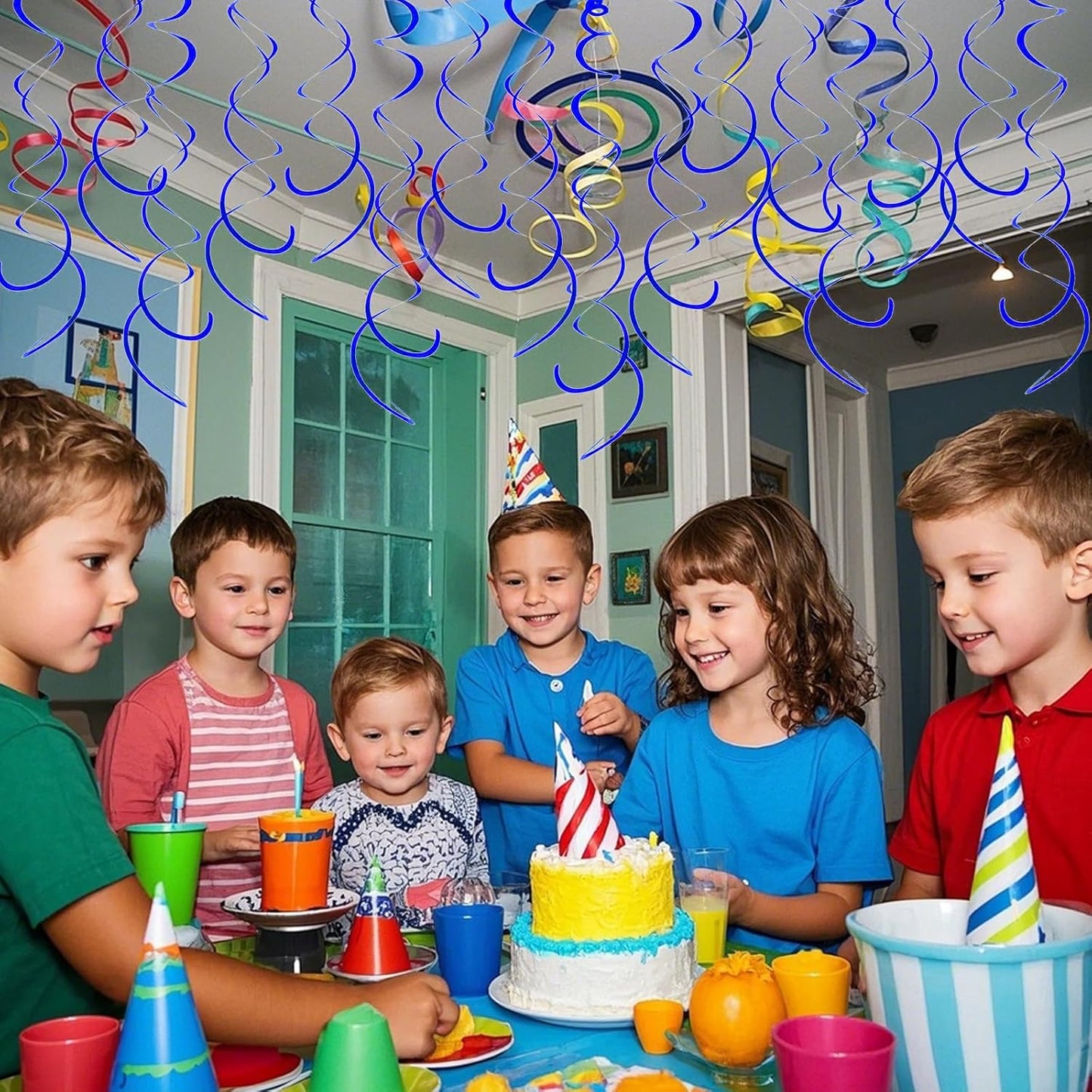 30 Pieces Hanging Swirl Party Decorations Foil Decorations Ceiling Swirl Spiral Hanging Plastic Streamer for Ceiling Birthday Graduation Wedding Celebration Baby Shower Party Supply (Black)