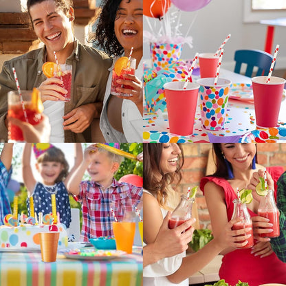 Disposable Paper Straws Solid Green - 7.75'' x 0.24'', 100 Counts - for Drinking, Beverage, Juice, Soda, Bar Supplies
