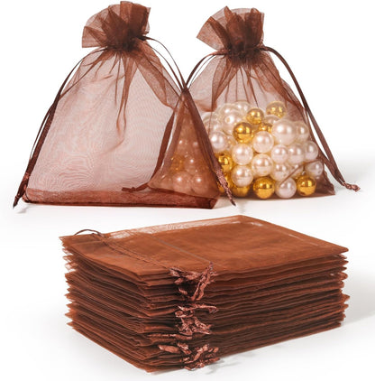 Hopttreely 100PCS Premium Sheer Organza Bags, White Wedding Favor Bags with Drawstring, 4x4.72 Jewelry Gift Bags for Party, Jewelry, Christmas, Mother's Day, Festival, Bathroom Soaps, Makeup Organza Favor Bags