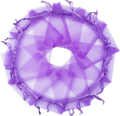 100pcs White Organza Bags 2x3 inch Sheer Drawstring Gift Bags Jewelry Pouches Wedding Party Christmas Favor Gift Bags, Little Mesh Gift Pouches Mini Candy Bags for Small Presents Earrings