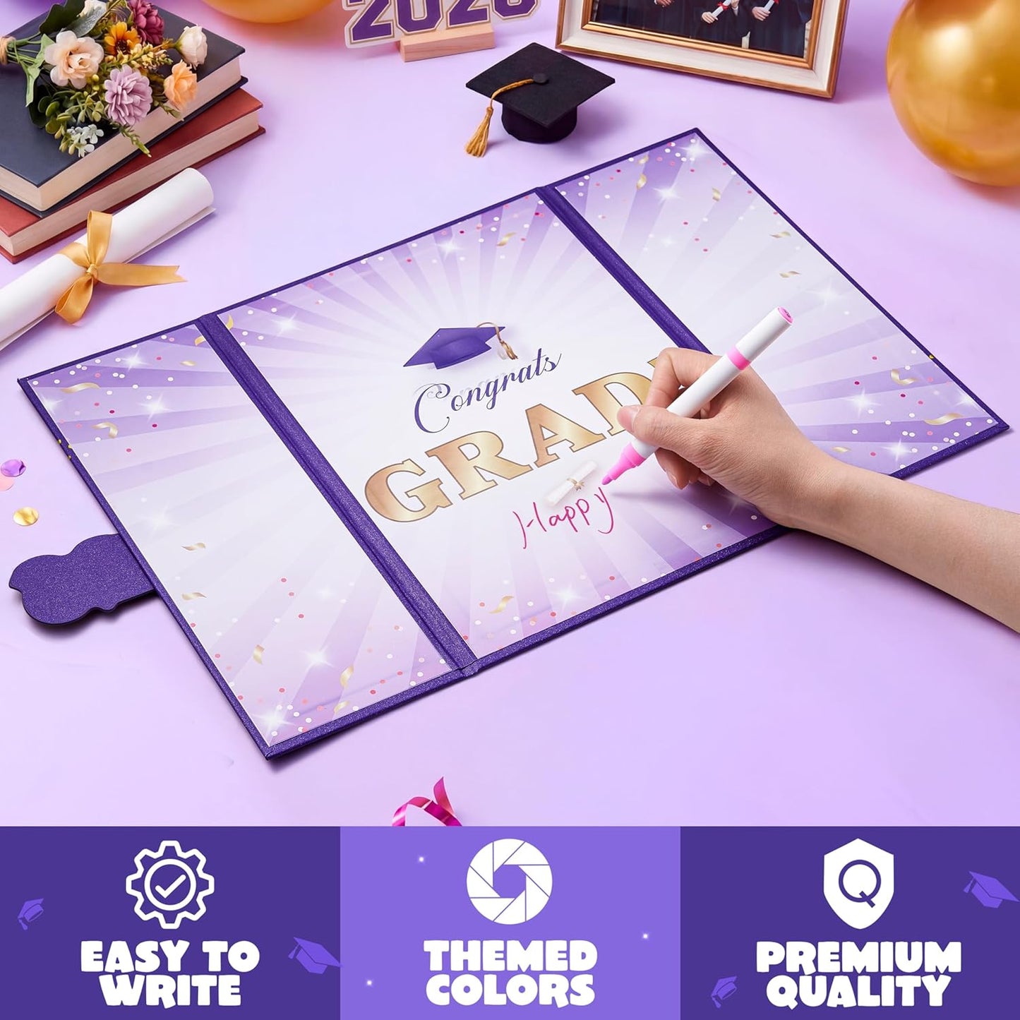 JOYIN 2026 Graduation Guest book Alternative, 12" Blue & Gold Graduation Party Decorations Signature Congrats, Class of 2026 Grad Card for High School College Grad Gift, Party Guest Signing Cardboard