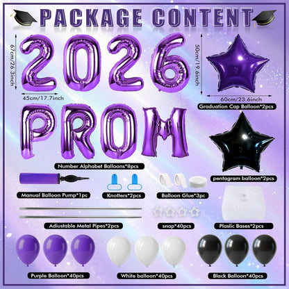 2 Sets Graduation Balloon Column Stand Kits with Balloons 2026 Grad Themed Decoration Navy Blue Balloon Tower Stand Kit for Grad High School & College Celebration Party Decor