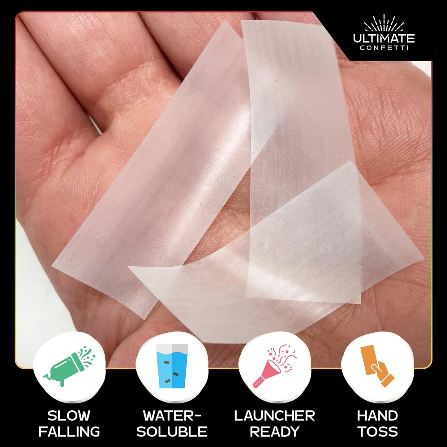 Ultimate Confetti, Multicolor Biodegradable Confetti - Rectangular Fluttering Tissue Paper Confetti for Cannon and Launcher use - Best for Holidays, Birthday, Wedding, and Parties - 1 lb, 16 oz