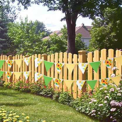 G2PLUS 39Ft Triangle Bunting Banner, 42Pcs Pink Floral Garland Pennant Banner, Reusable Cotton Triangle Flags Party Decoration for Birthday, Wedding, Garden Tea Party, Baby Shower, Room Decor