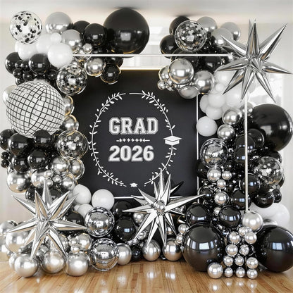 KARLURE Black and Gold Balloons Arch Kit with Black Gold Confetti Balloons for 2026 Graduation Decorations Class Grad Men Birthday Party Prom Retirement Masquerade Anniversary Party Decorations