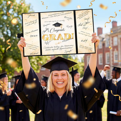 JOYIN 2026 Graduation Guest book Alternative, 12" Blue & Gold Graduation Party Decorations Signature Congrats, Class of 2026 Grad Card for High School College Grad Gift, Party Guest Signing Cardboard