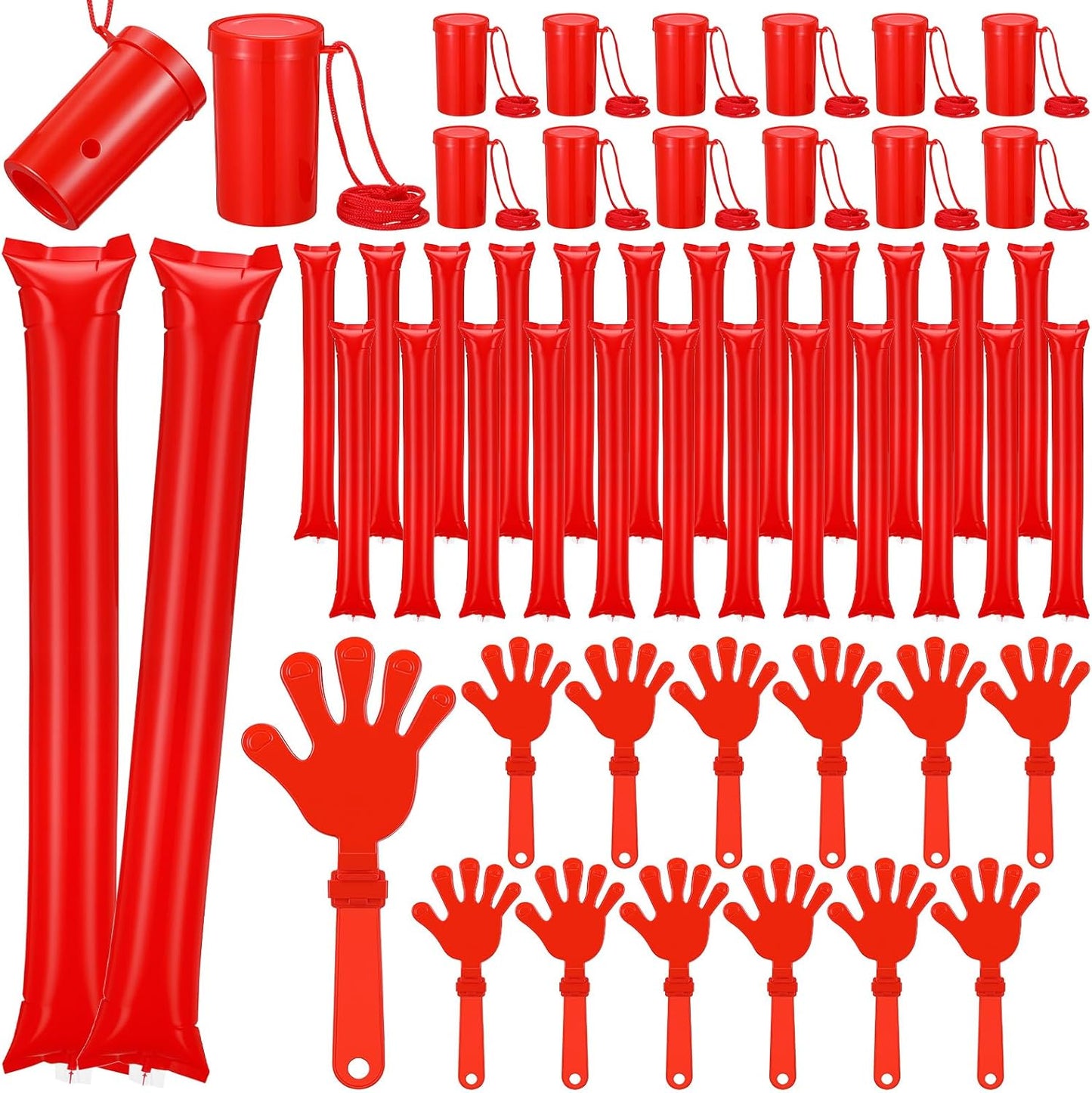 48 Pcs Cheering Noisemakers Set Included 12 Pcs Mini Air Horns Noisemakers 12 Hand Clappers 24 Thunder Sticks for Birthdays Sporting Events (Horn,Blue)