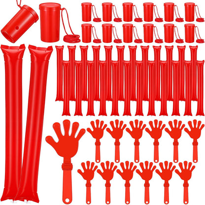 48 Pcs Cheering Noisemakers Set Included 12 Pcs Mini Air Horns Noisemakers 12 Hand Clappers 24 Thunder Sticks for Birthdays Sporting Events (Horn,Blue)