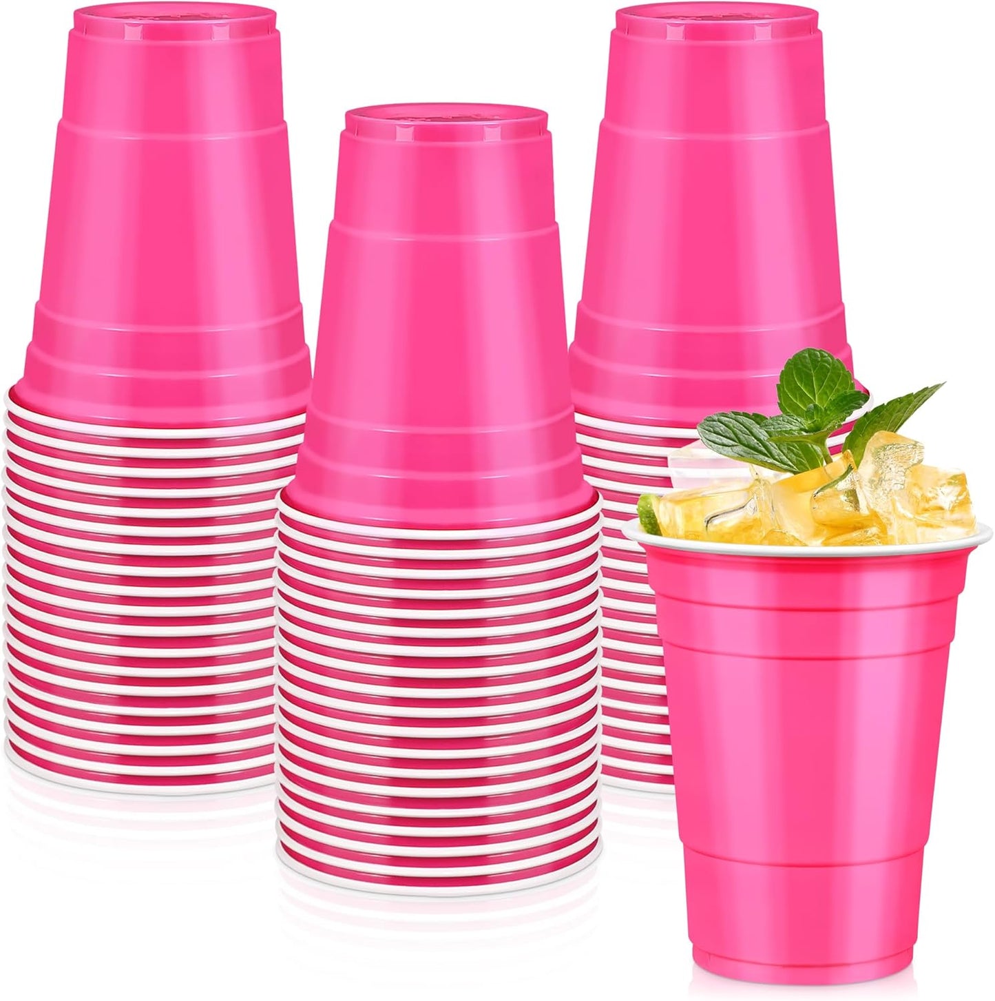 LANLISA 50 Gold Plastic Cups, 16 oz Disposable Cups, Drinking Cups For Birthday Party Supplies, Graduation, Thanksgiving Decorations, Harvest, Fall, New Years