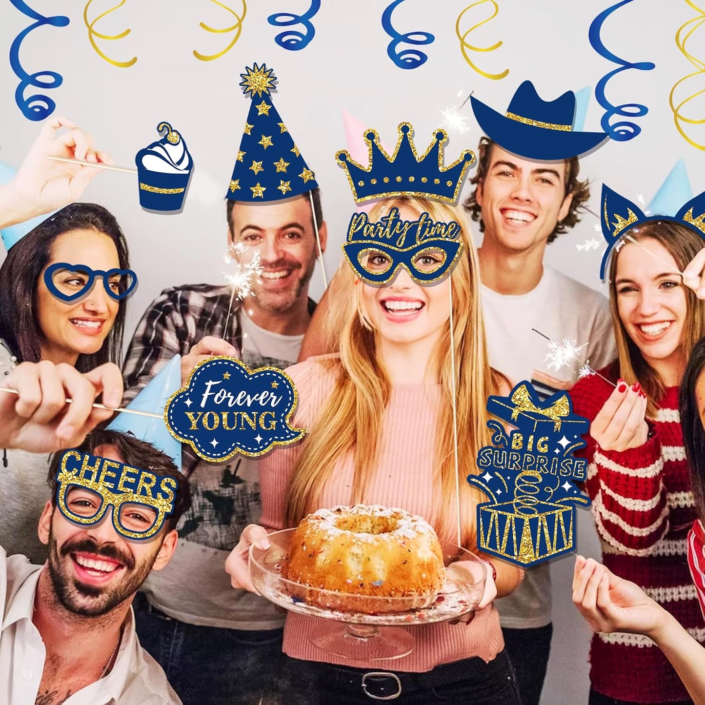 36 PCS Birthday Photo Booth Props Party Supplies Holiday Picture Decorations Photo Booth Props for Birthday Party Favors Pose Sign Kit Fun for Party (Purple and Black)