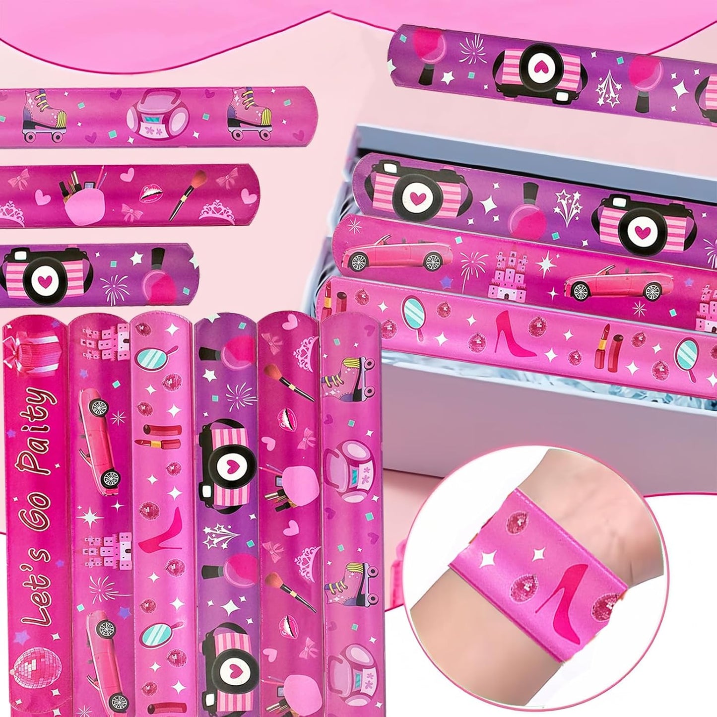 CZWXOXO 24 Pcs Race Car Party Decorations Favors Racing Bracelet Racing Wristbands Bracelet Checkered Slap Bracelets Dirt Bike Task Game Decorations Car Birthday Party Supplies