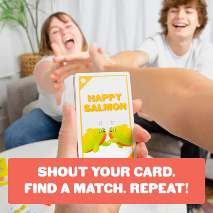 Exploding Kittens Happy Salmon 3-8 Players - Ages 6+ - 90 Second Rounds - Easy to Learn Quick Matching Card Game - Party Game, Family Game Night, Kid and Adult Card Game