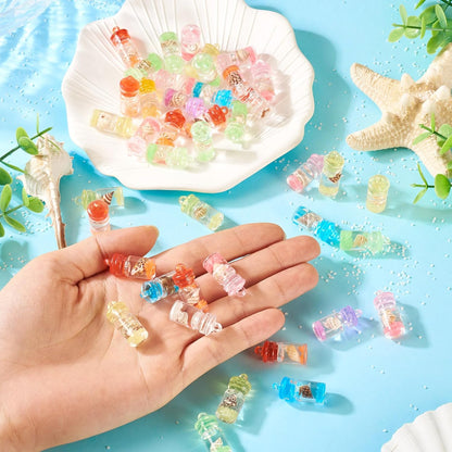 FASHEWELRY 50Pcs Glow in the Dark Resin Wishing Bottle Charms Mystery Jewelry Jar for Glow Bracelets and Necklaces Shell Mini Fairy Dust Necklace Charms for Keychain Earring