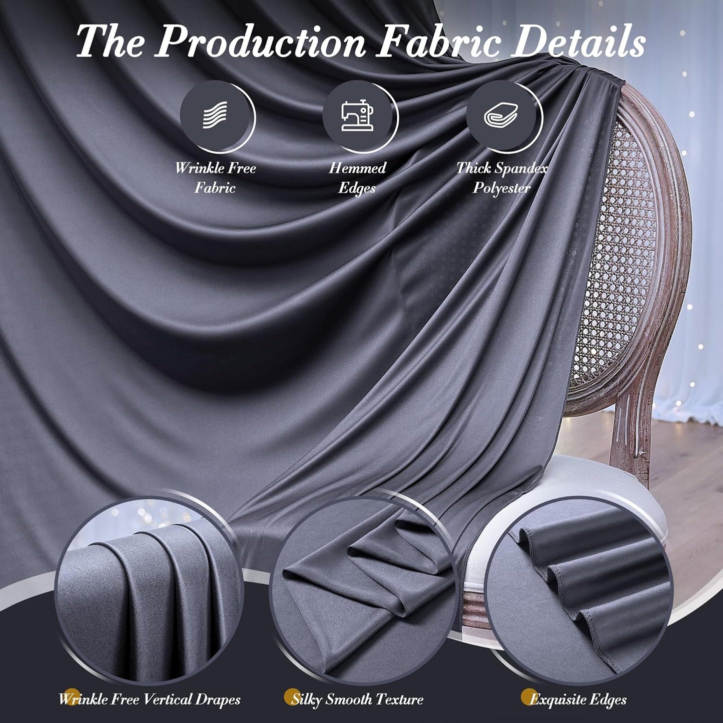 10 ft x 10 ft Wrinkle Free White Backdrop Curtains for Wedding Parties, Polyester Photography Backdrop Drapes for Birthday Parties Stage Backdrop Stand, 2 Panels 5x10FT Background Curtains