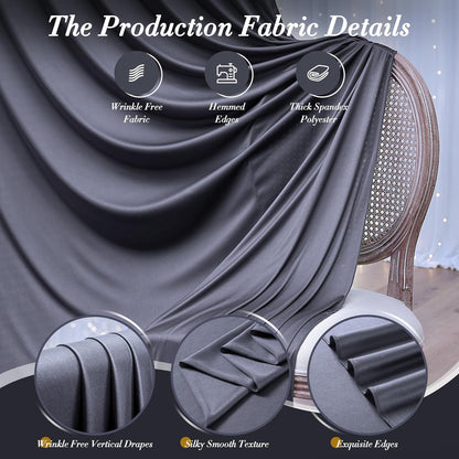 10 ft x 10 ft Wrinkle Free White Backdrop Curtains for Wedding Parties, Polyester Photography Backdrop Drapes for Birthday Parties Stage Backdrop Stand, 2 Panels 5x10FT Background Curtains
