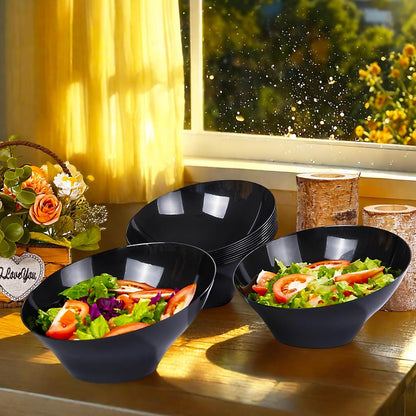 bUCLA 54 OZ Clear Plastic Serving Bowls (12 Pack) - Angled Serving Bowls Disposable for Chip&Candy - Party Table Salad and Fruit