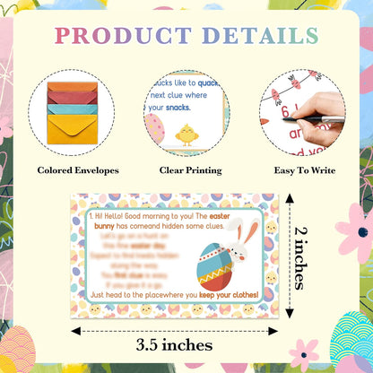 Easter Scavenger Hunt, Easter Gnomes Treasure Hunt Clues Cards with Envelopes, Easter Games for Adults, Easter Egg Hunt Supplies, Easter Party Decorations Spring Activities -01