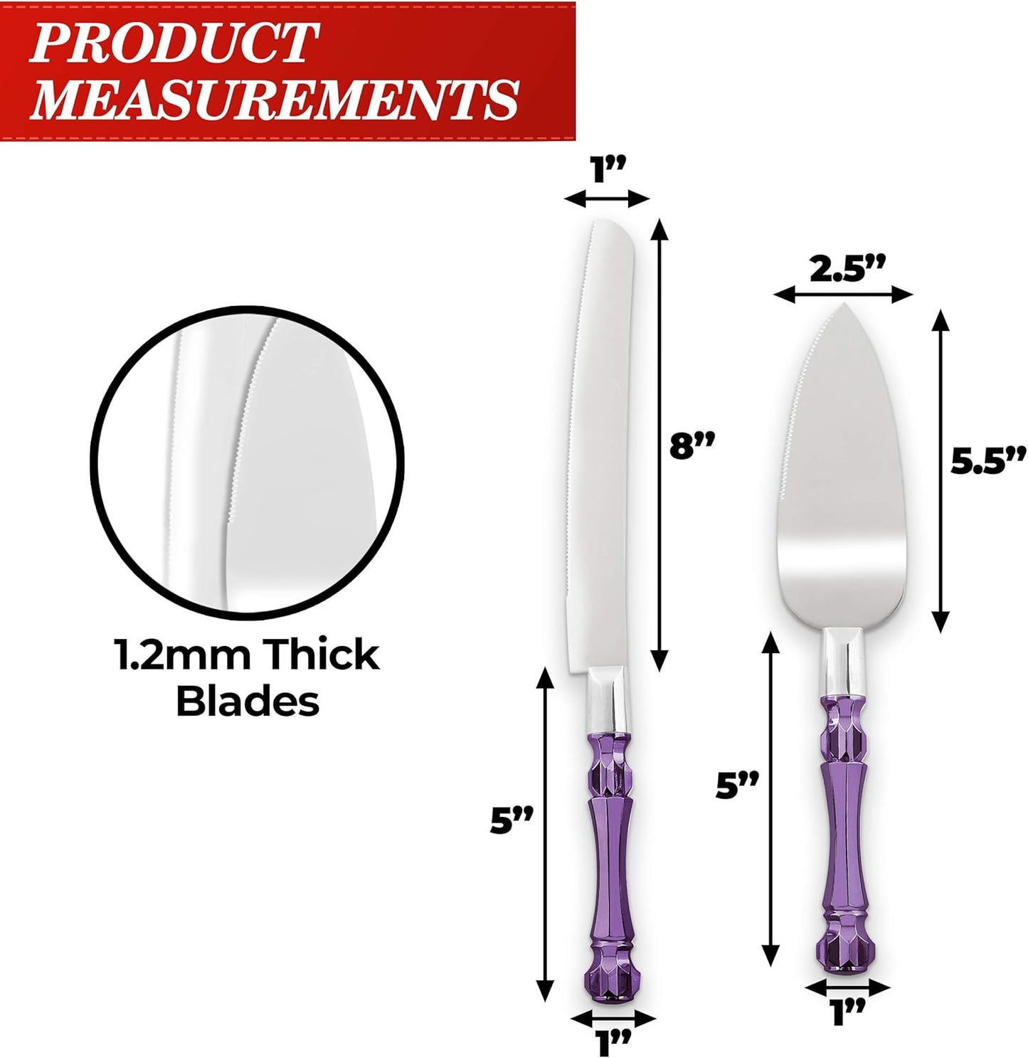 Homi styles Wedding Cake knife and Server Set | Elegant Rose Gold Color Premium 420 Stainless Steel plated Blades | Cake & Pie Serving Set for Wedding Cake, Birthdays, Anniversaries, Parties