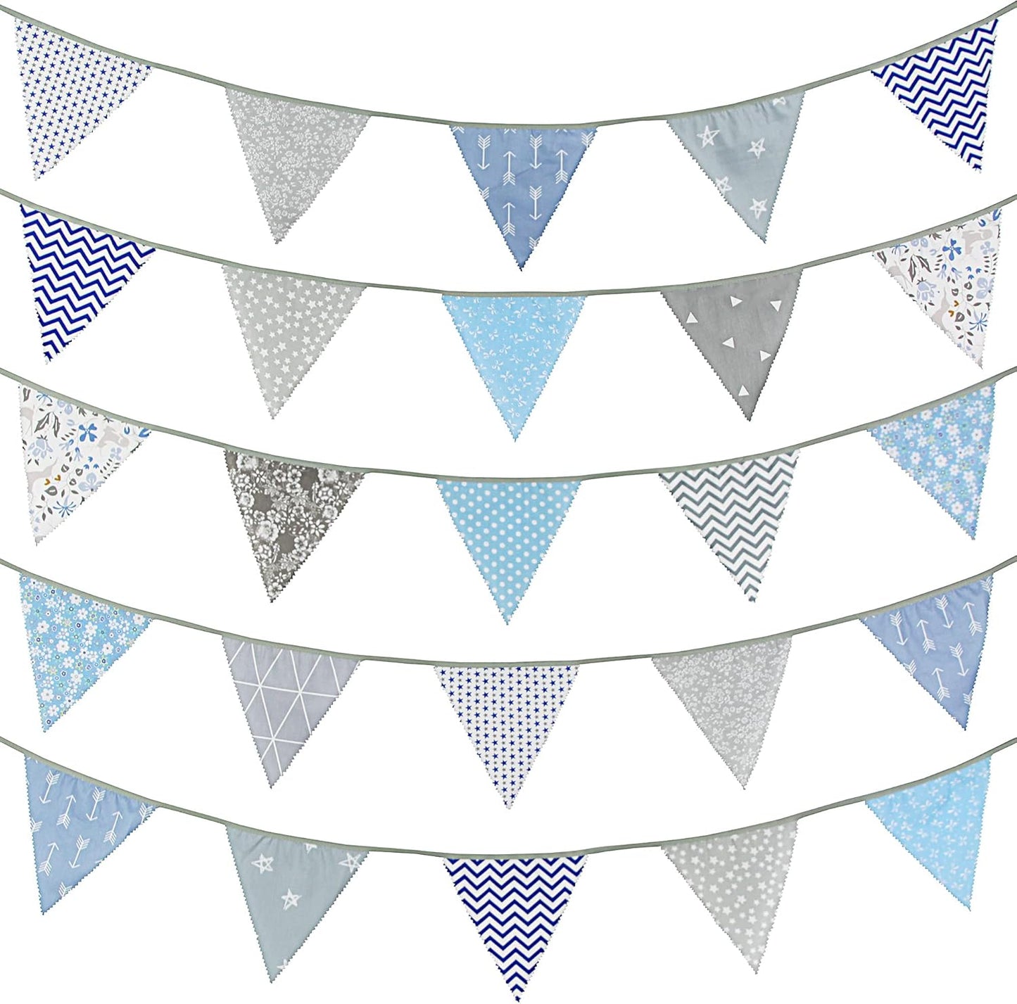 G2PLUS 39Ft Triangle Bunting Banner, 42Pcs Pink Floral Garland Pennant Banner, Reusable Cotton Triangle Flags Party Decoration for Birthday, Wedding, Garden Tea Party, Baby Shower, Room Decor