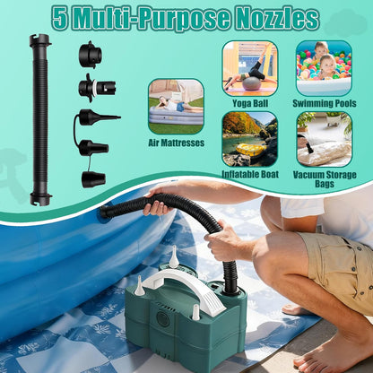 PCFING Balloon Pump Electric, Portable 3-in-1 Air Pump Inflator Blower Machine for Latex 260q Foil All Balloons & Quick-Fill Inflation and Deflation for Air Mattress, Inflatables Pool, Airbeds, Floats