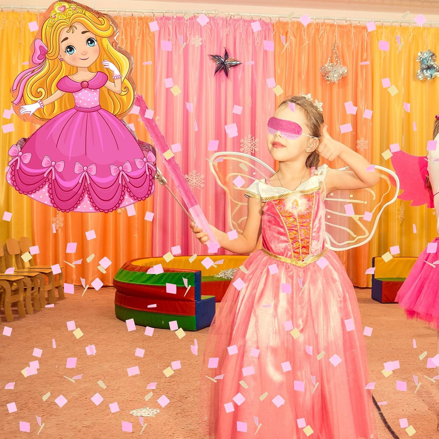 Threan Princess Piñata Fairy Party Decorations Pink Ballet Piñata Ballerina, Birthday Game Set Party Supplies for Girl Princess Theme Baby Shower Butterfly Birthday Supplies Decoration(Fairy)