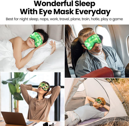 2 Pcs Sleep Mask for Kids Boys, Silk Eye Covers for Sleeping, Adjustable Strap & Light Blocking Design, Adult Children's Bedtime Blindfold for Travel and Home Use (Funny Eye)