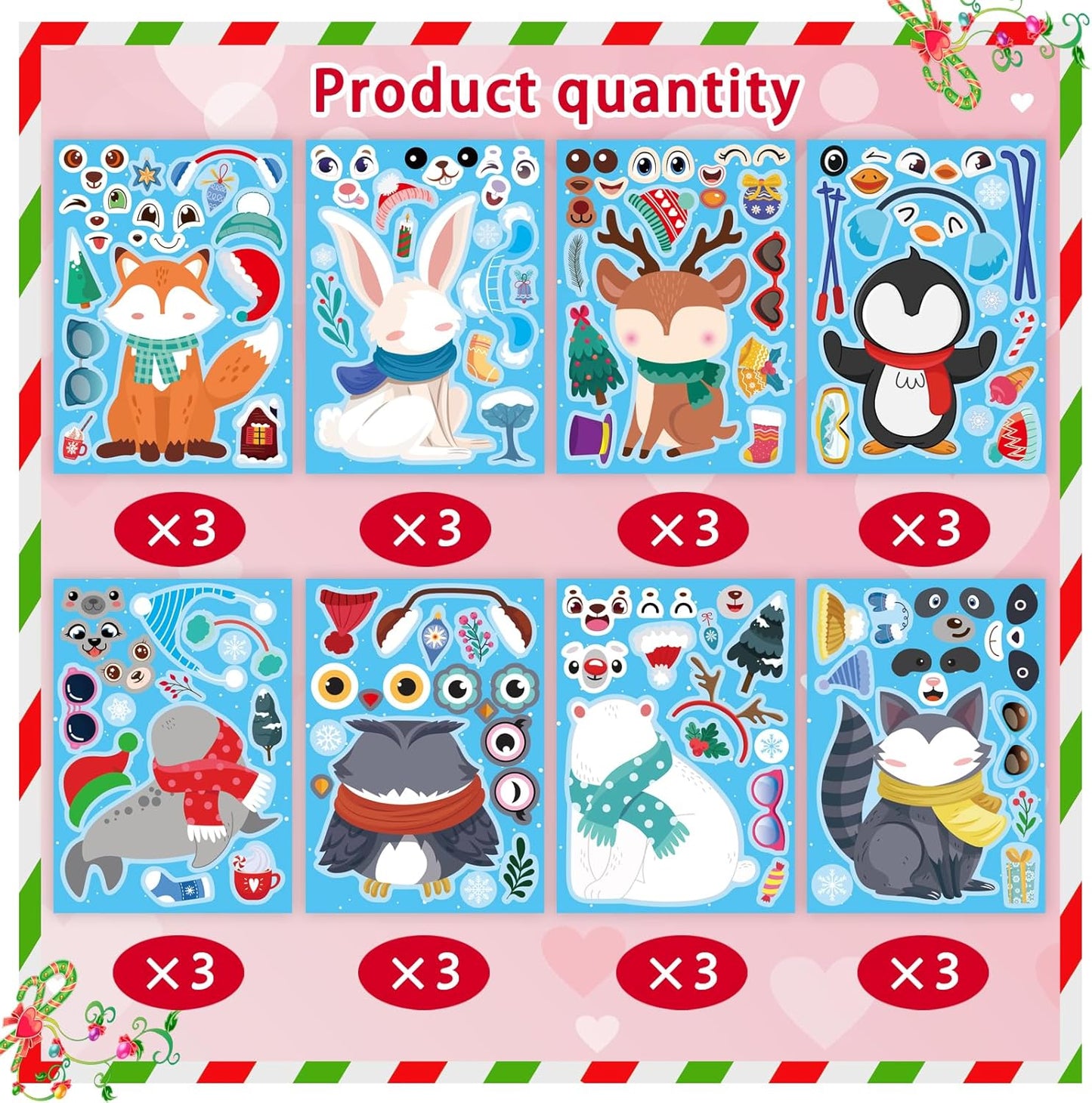 24 Sheets Summer Stickers for Kids Toddlers, Make-a-face Stickers for Kids Classroom Make Your Own Animal Mix & Match Sticker, Pool Beach Luau Hawaii Sticker, Summer Holiday Party Favors
