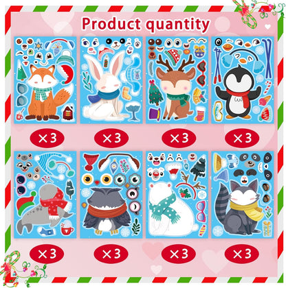 24 Sheets Summer Stickers for Kids Toddlers, Make-a-face Stickers for Kids Classroom Make Your Own Animal Mix & Match Sticker, Pool Beach Luau Hawaii Sticker, Summer Holiday Party Favors