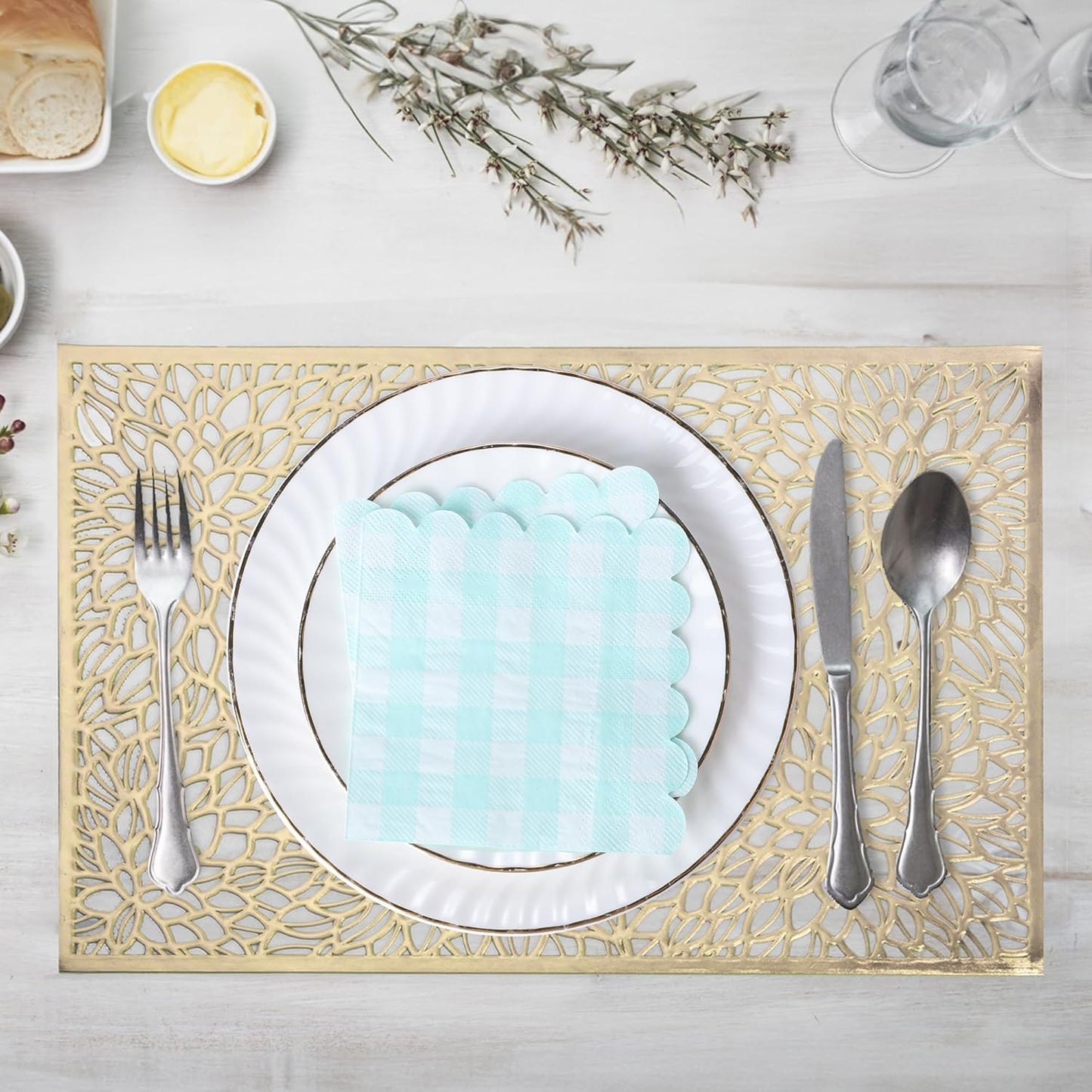100 Pcs Striped Pastel Napkins, 5 x 5 Inches Scalloped Napkins, Disposable Cocktail Napkins for Pastel Summer Party Birthday Wedding Decor