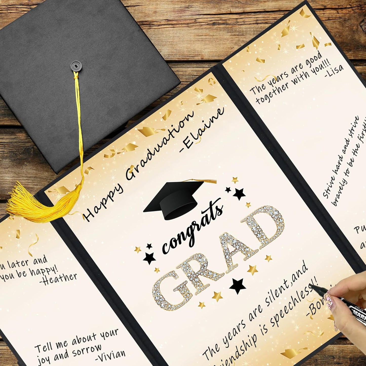 Vlipoeasn 2026 Graduation Guest Book Alternative, Black Gold Class of 2026 Graduation Party Decorations, Graduation Signature Book for 2026 College High School, Unique Graduation Gifts for Friends