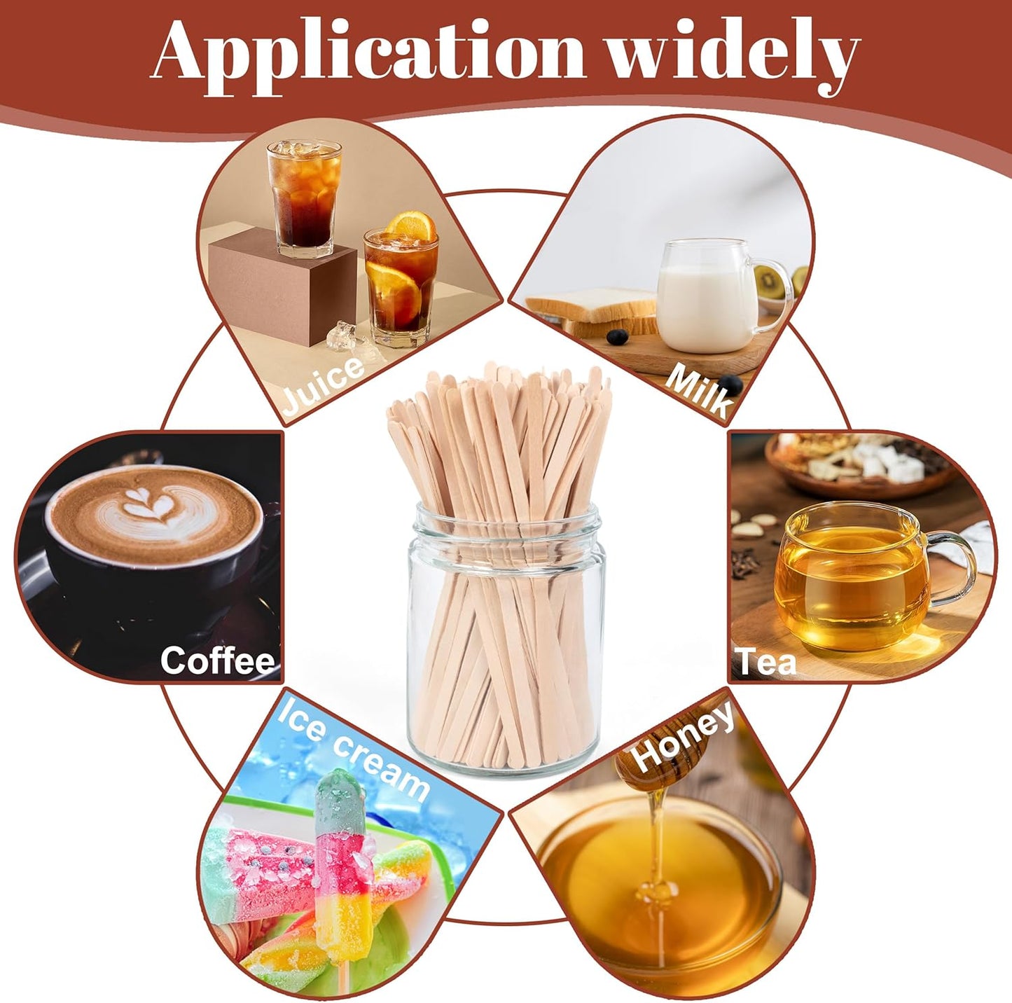 ANTETOK Wooden Coffee Stirrers - Coffee Stir Sticks 7.5 Inch,100pcs Disposable Birch Wood Coffee/Beverage Stirrers,Swizzle Drink Sticks,Coffee Bar Accessories