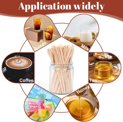 ANTETOK Wooden Coffee Stirrers - Coffee Stir Sticks 7.5 Inch,100pcs Disposable Birch Wood Coffee/Beverage Stirrers,Swizzle Drink Sticks,Coffee Bar Accessories