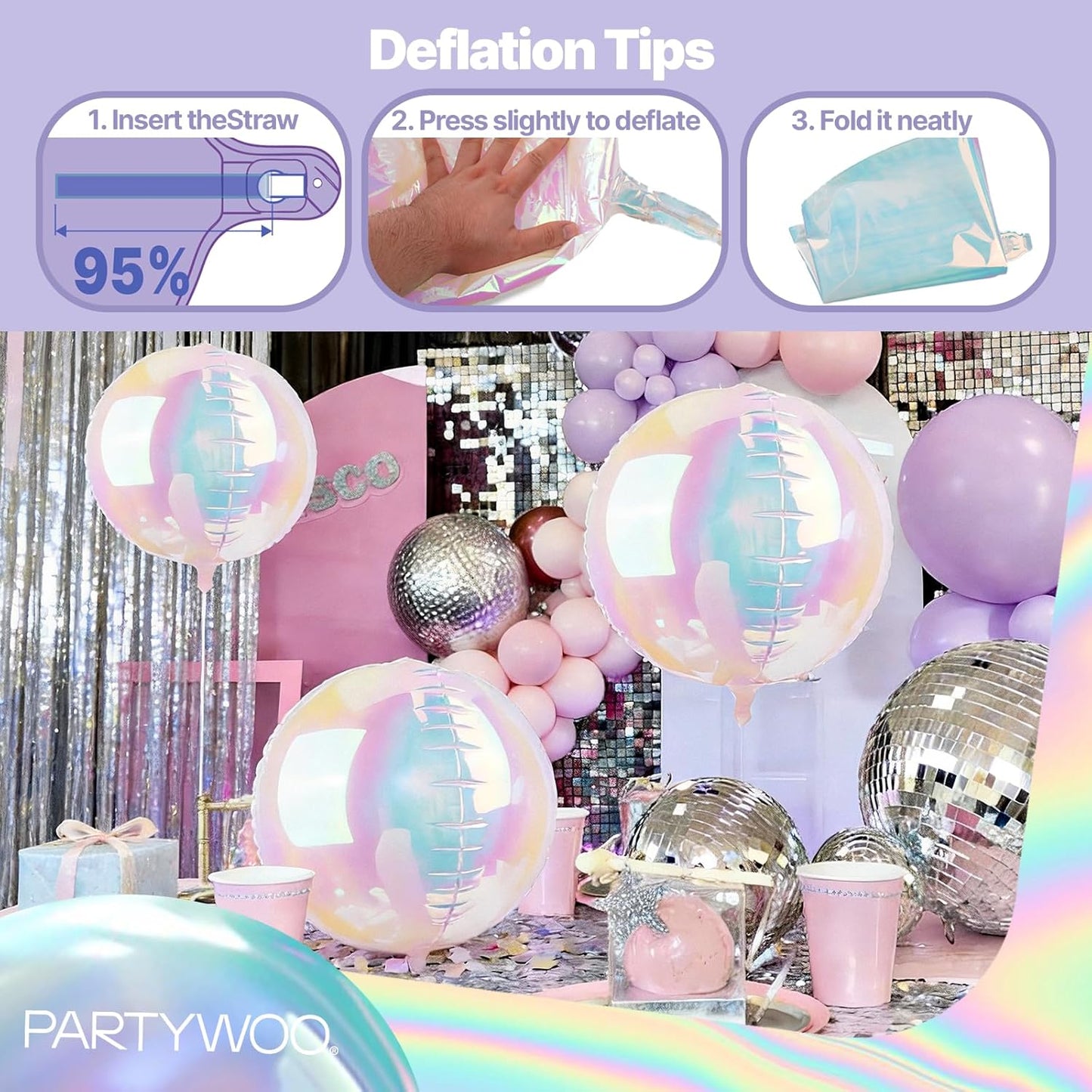 PartyWoo Metallic Gold Foil Balloons 20pcs Different Sizes Pack of 22 15 10 Inch Large Round Foil 4D Inflatable Mirror Ball Mylar Balloons for Graduation Birthday Baby Shower Party Decorations