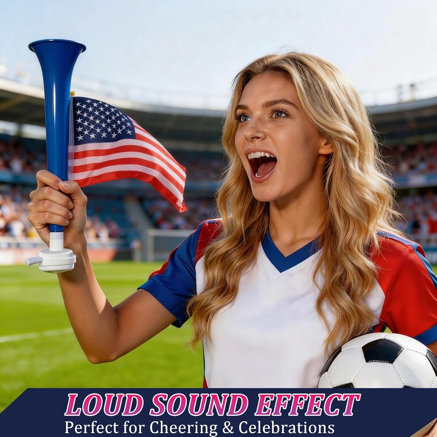 2Pcs Stadium Horns - Loud Sturdy Plastic Trumpets for Sports Events, Parties and Celebrations | Vuvuzela-Style Noise Makers for Crowd Cheering, Graduation, Parades, Birthday Parties