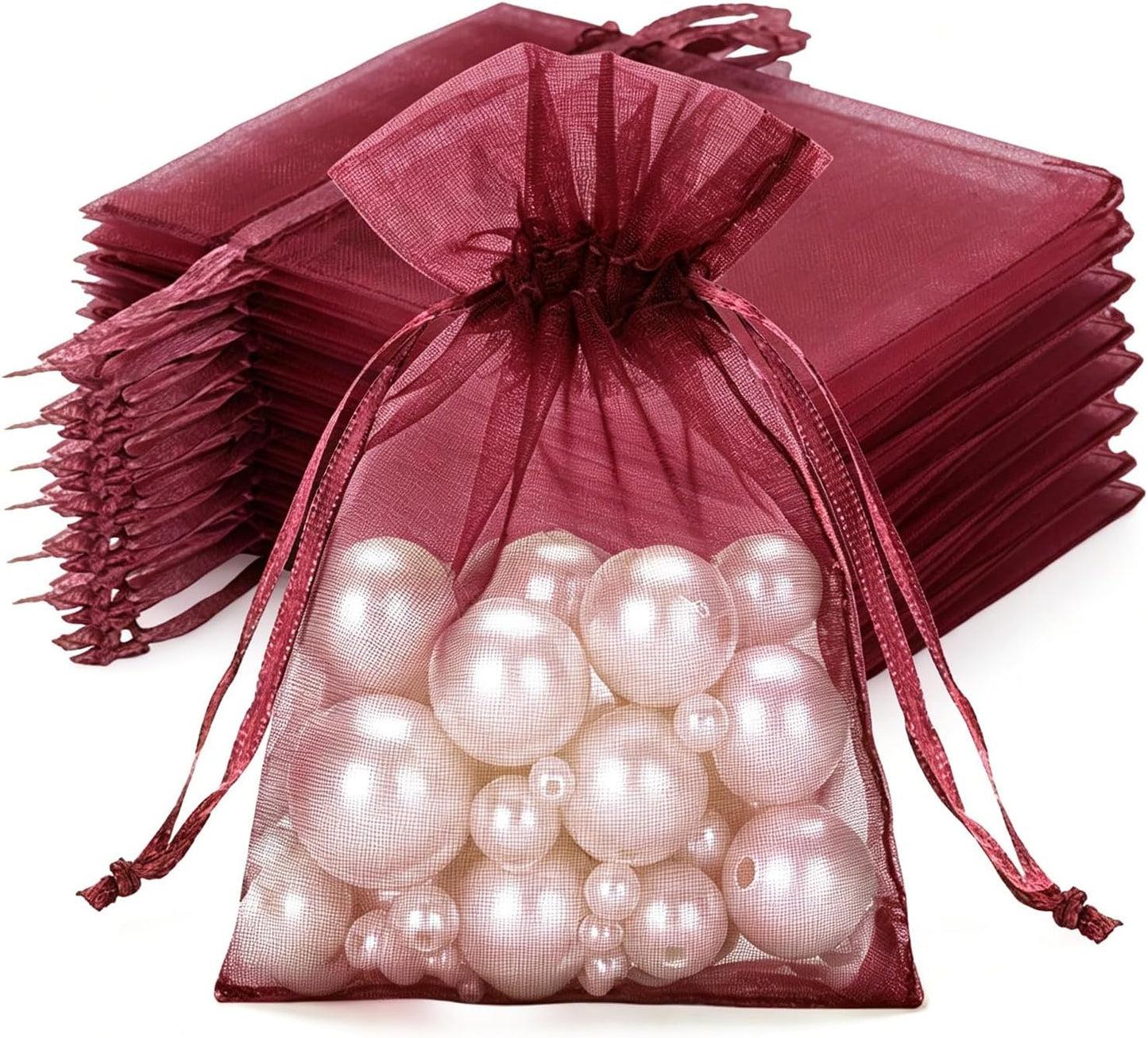 joycraft 50Pcs Organza Bags, 2x3 inch Gift Favor Bags, White Wedding Favor Bags, Jewelry Pouches with Drawstring, Mesh Bags Drawstring for Jewelry, Festival, Makeup, Candy, Desserts