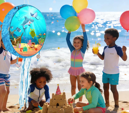 Sea Animal Piñatas 14.2 inch Foldable Under the Ocean Sea Animals Mexican Piñatas Fish Shark Manta Ray Turtle Octopus Jellyfish Crab Sea Horses Starfish Themed Birthday Summer Beach Party Decoration