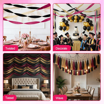 Pastel Crepe Paper Streamers 9 Rolls 738ft,Fancy Streamers Party Decorations for Birthday Mother's Day Wedding Holiday Decorations DIY Gift Wrapping, 1.77 Inch x 82 Ft/Roll