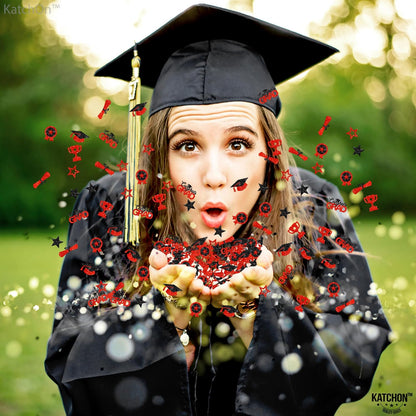 Black and Gold Grad Graduation Decorations 2026 - Pack of 1000, Congrats Grad Graduation Confetti 2026 | Grad Confetti Class of 2026 for Black and Gold 2026 Graduation Decorations, KatchOn