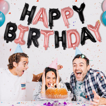 Happy Birthday Balloons Banner, Foil Balloon Personalized Name Letters Balloons Sign Birthday Party Decorations for Women Men Boys Girls Cream