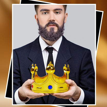 10 Pcs Royal King Crown Set for Kids Queen, Prince, and Princess Crown Plastic King Crown Jeweled Costume Accessory for Party Prom Adult Boy Girl