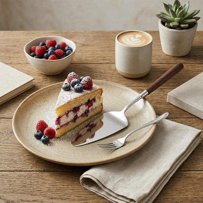Cake Cutting Set for Wedding Wedding Cake Knife and Server Set Stainless Steel Wood Cakes Serving Sets Cakes Decoration Tools for Birthday Bridal Anniversary Christmas Gift Silver