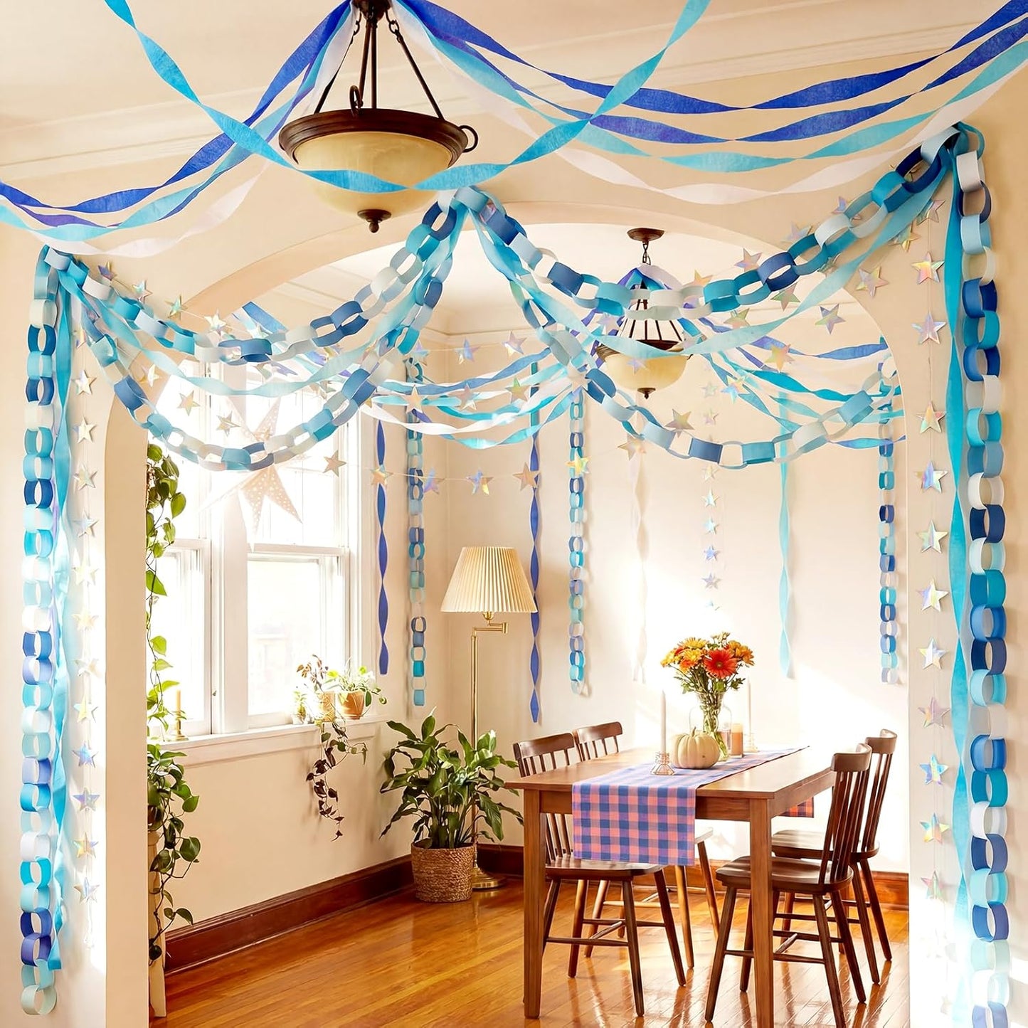 TaoBary Decorations Crepe Streamers Sheet Paper Strips Chain Garland Star Hanging for Party Birthday Wedding Decor(600,Pastels,Same Size)