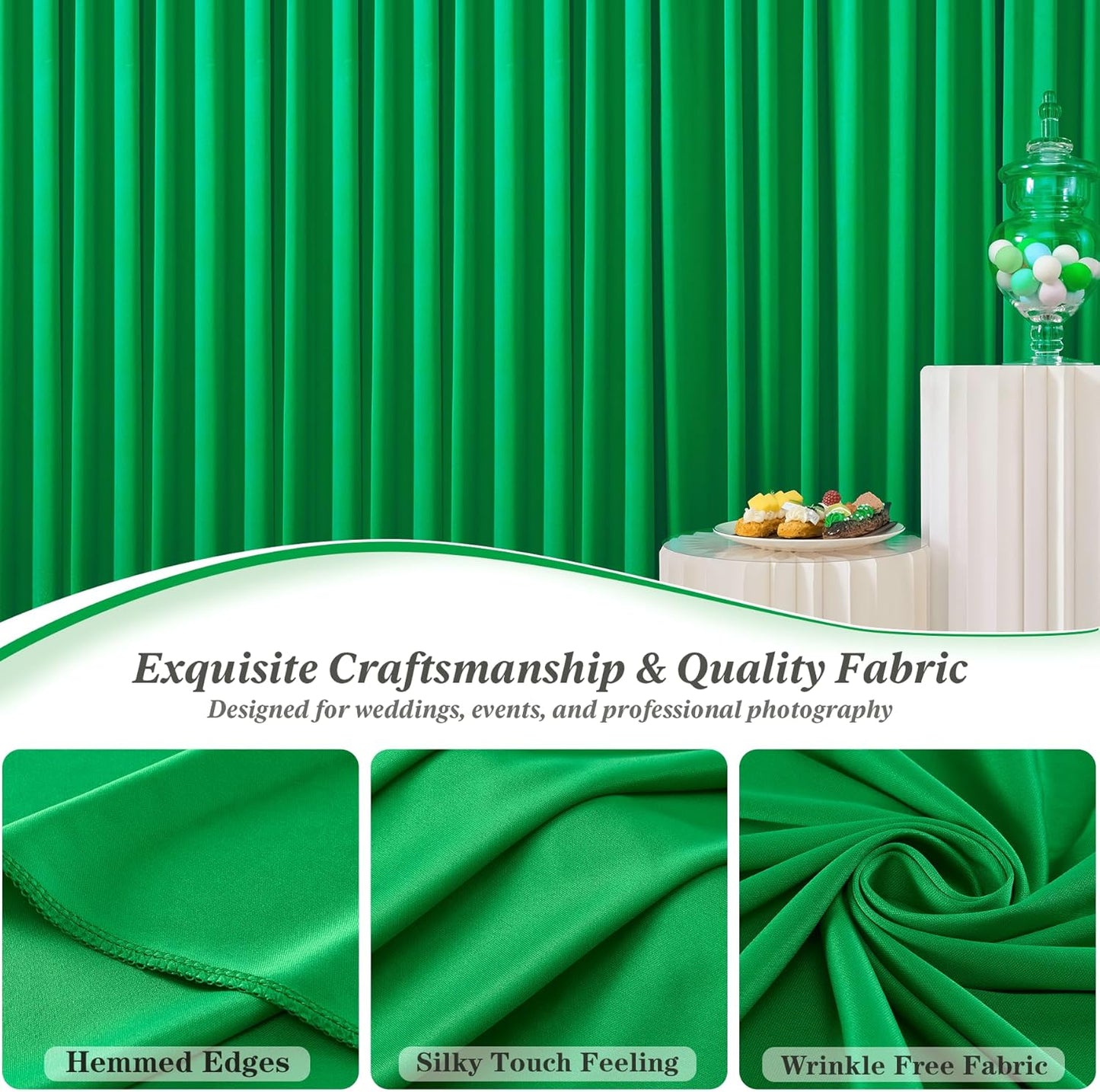 10 ft x 10 ft Wrinkle Free White Backdrop Curtains for Wedding Parties, Polyester Photography Backdrop Drapes for Birthday Parties Stage Backdrop Stand, 2 Panels 5x10FT Background Curtains