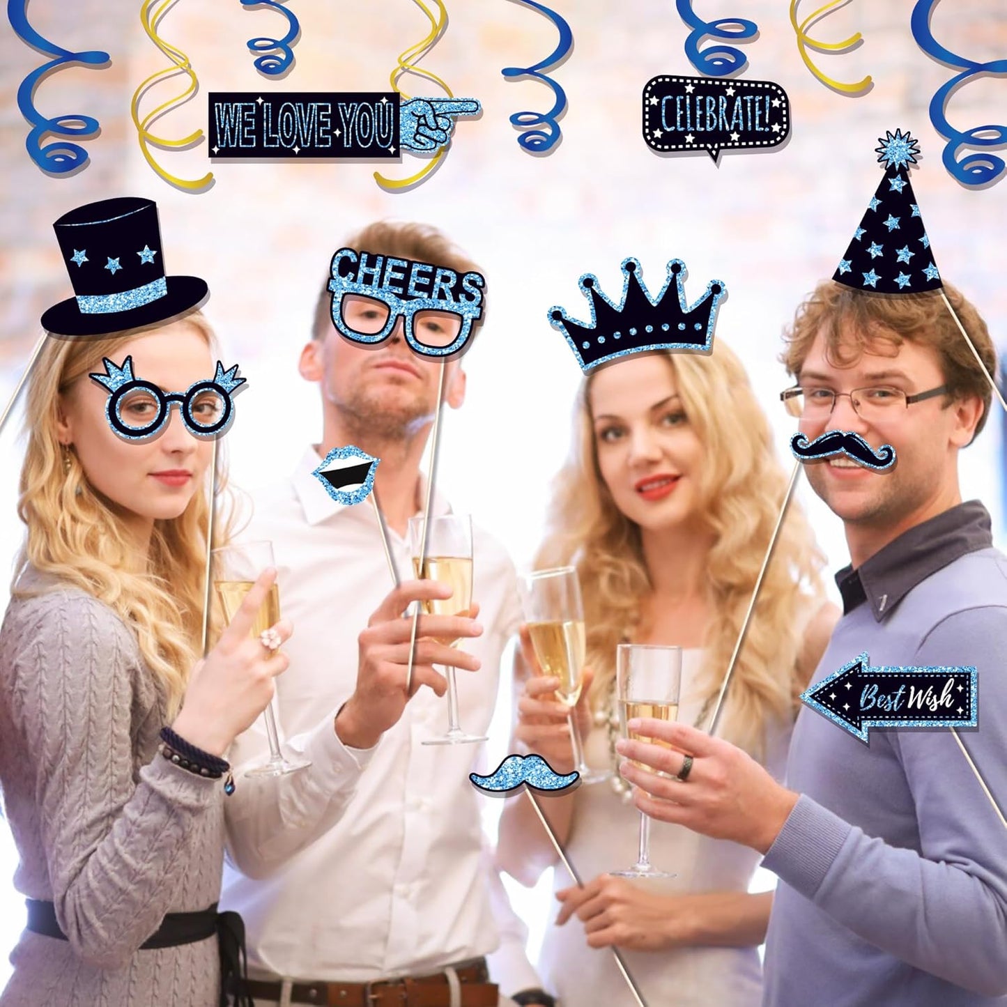36 PCS Birthday Photo Booth Props Party Supplies Holiday Picture Decorations Photo Booth Props for Birthday Party Favors Pose Sign Kit Fun for Party (Purple and Black)